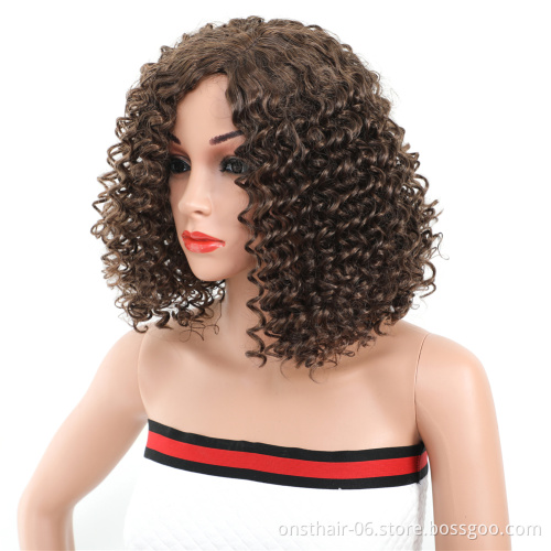 Onst Ombre Wigs Synthetic Hair Short Curly Bob Wig Natural Wavy Headband For Women Daily Party Cosplay Wig Heat Resistant